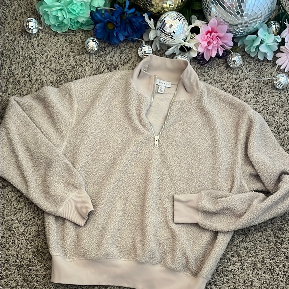 Cozy Beige Quarter-Zip Sweater - Picture 10 of 10